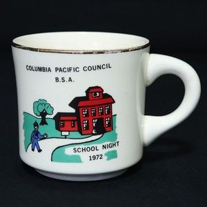 Boy Scouts VTG BSA Ceramic Mug School Night 1972, Columbia Pacific Council RARE